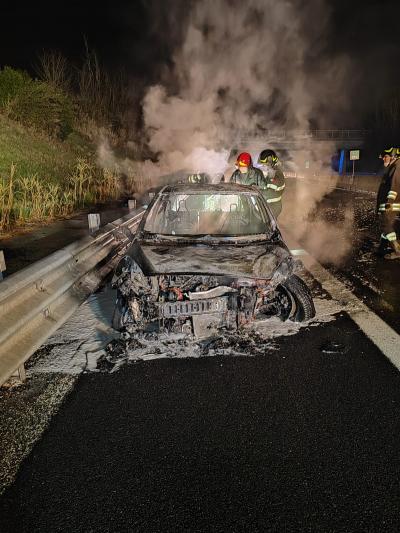 Colledara, incidente sulla A24: auto in fiamme dopo collisione con cinghiali