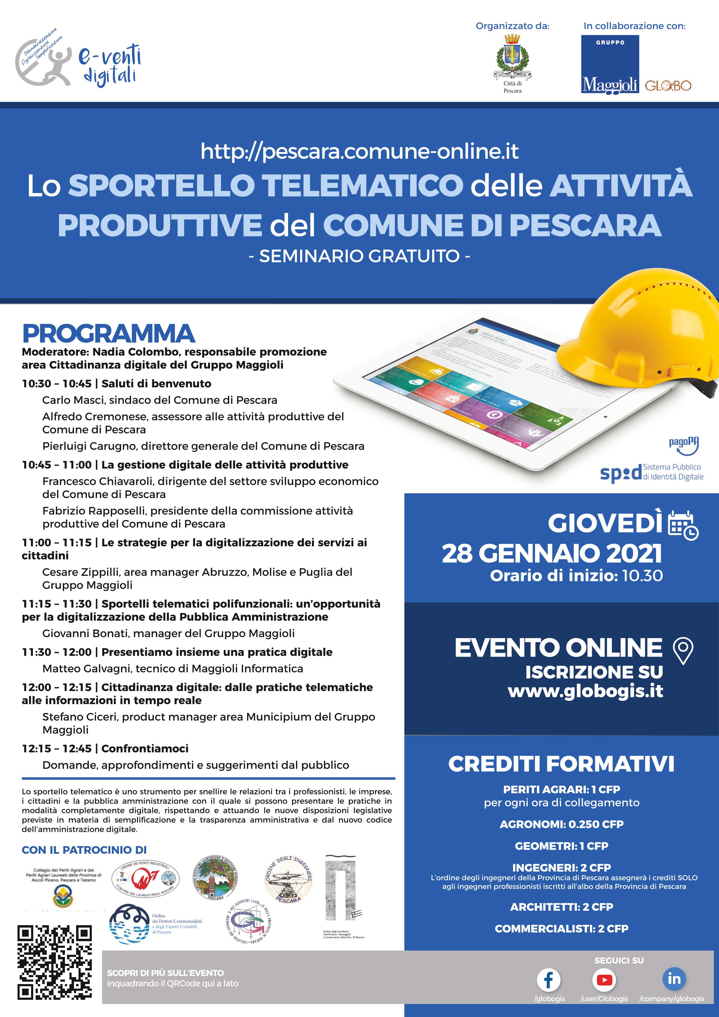 Pescara, presentato lo Sportello telematico comunale Attività produttive 