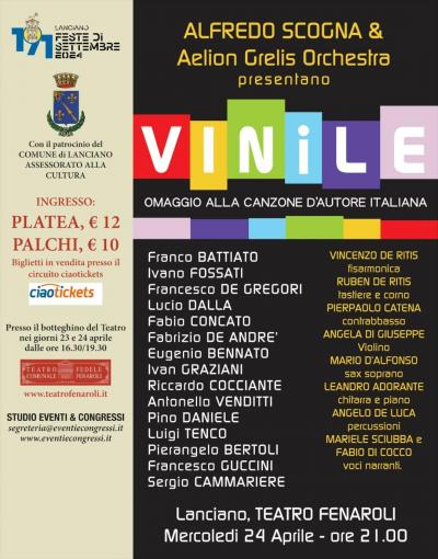 Lanciano, il comitato Feste di settembre 2024 porta la musica d’autore al Teatro Fenaroli con Vinile