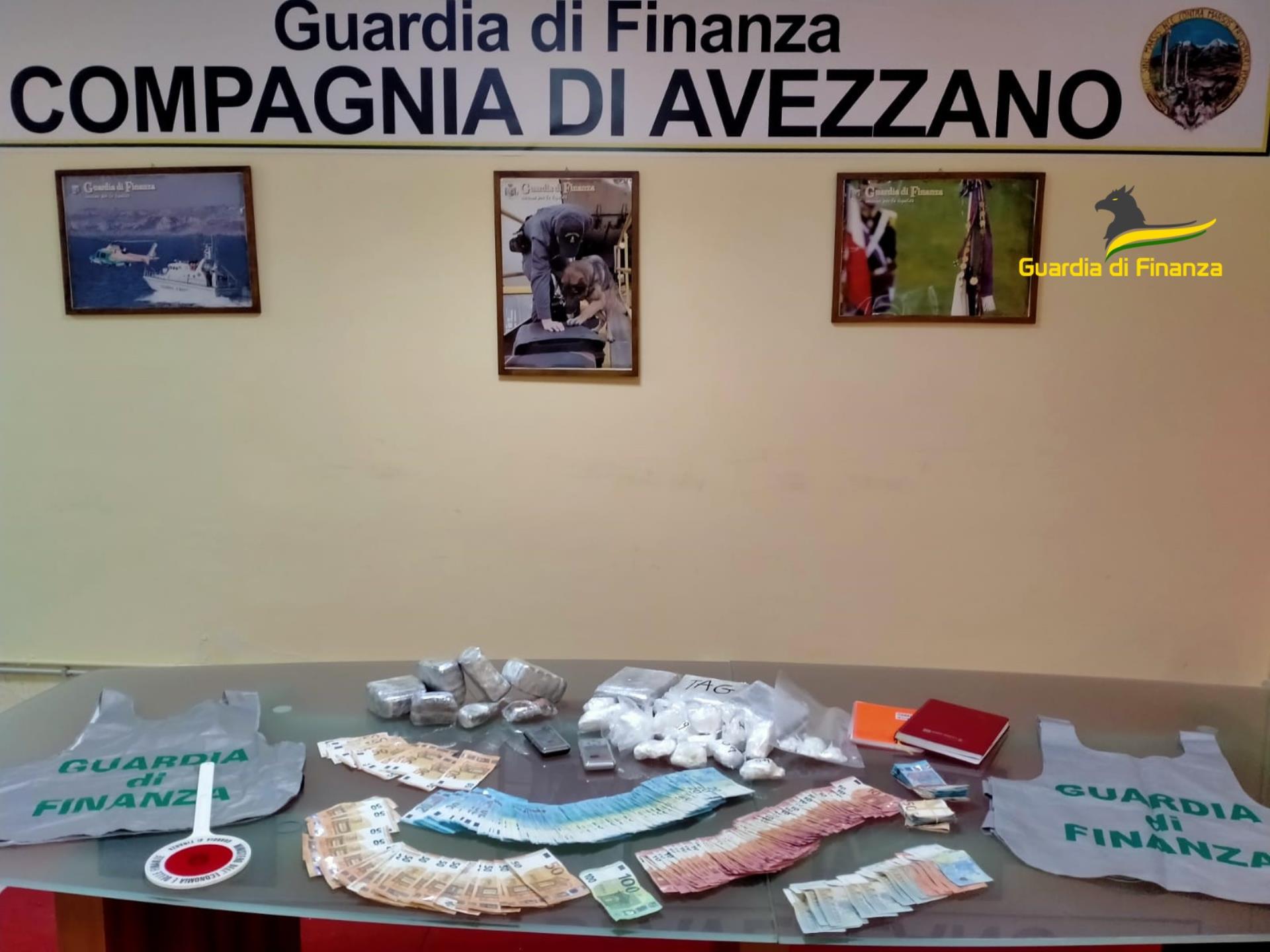 Sequestro di droga ad Avezzano, 310mila euro di cocaina e hashish sequestrati dalla Guardia di Finanza