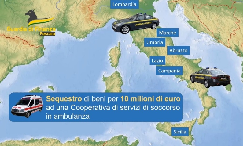 Guardia di Finanza Pescara, sigilli per oltre 10 milioni di euro a cooperativa operante nei servizi di soccorso in ambulanza