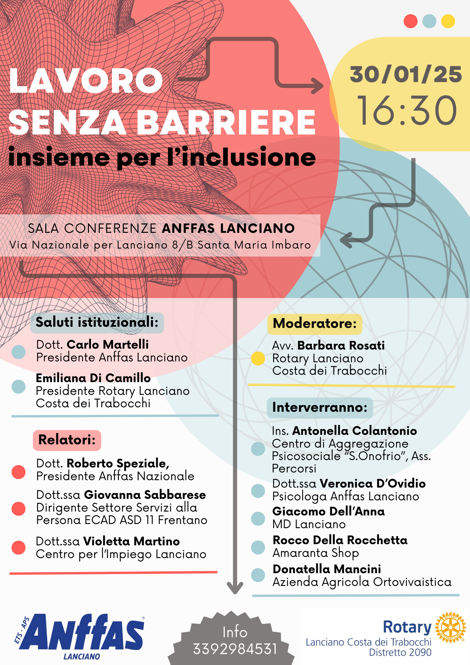 Anffas Lanciano e Rotary Lanciano Costa dei Trabocchi presentano il convegno "Lavoro Senza Barriere”