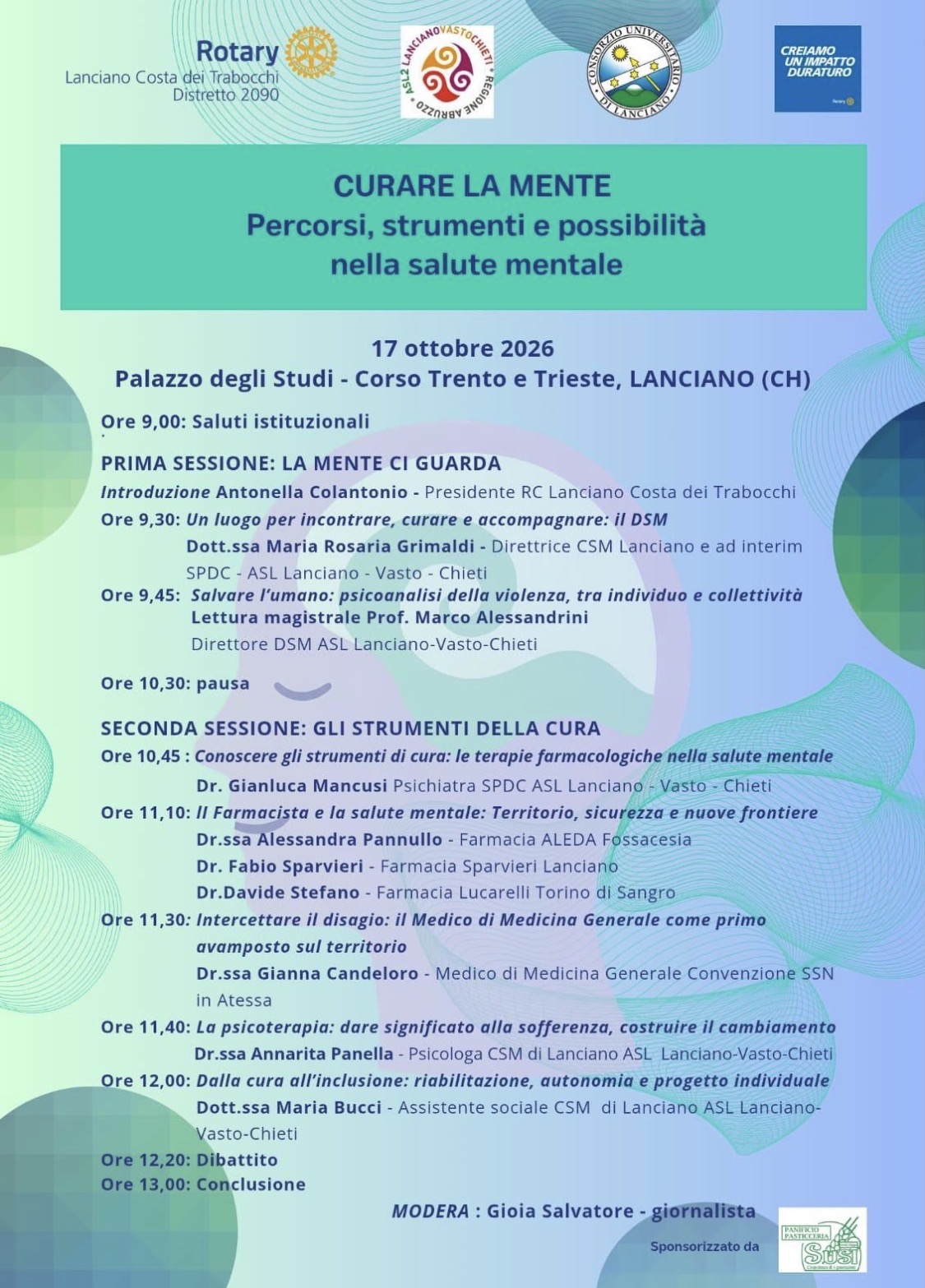 Saluta mentale, a Lanciano il convegno “Curare la Mente”: percorsi, strumenti e possibilità di inclusione