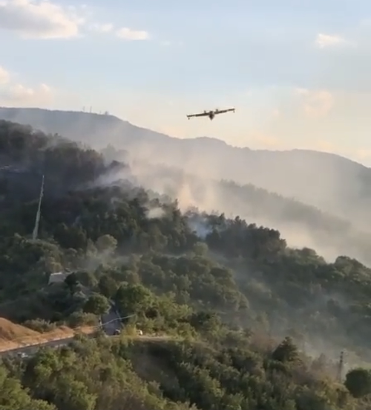 Atessa, vasto incendio ieri nel bosco di Vallaspra, per spegnerlo impegnati 4 canadair
