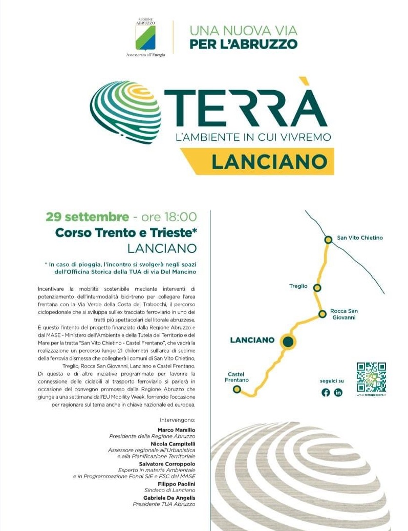 Lanciano, "TERRÀ" Una nuova via per l'Abruzzo che collega San Vito Chietino a Castel Frentano