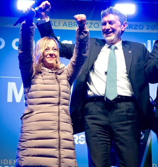 Elezioni regionali, Giorgia Meloni: Marco Marsilio primo presidente della storia riconfermato dagli elettori, per noi motivo di grande orgoglio