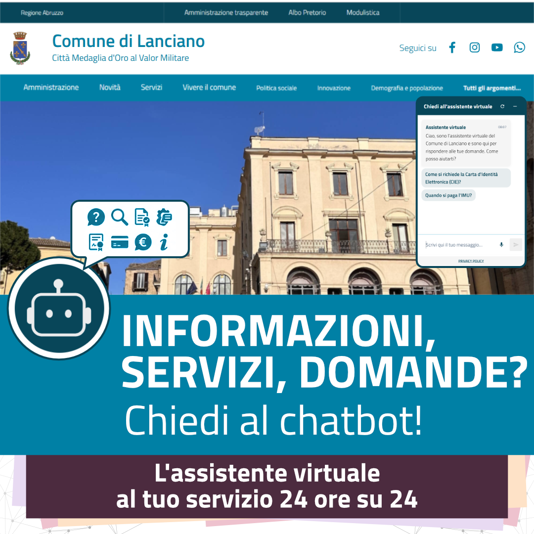 Lanciano, attivato l’assistente virtuale sul sito del Comune