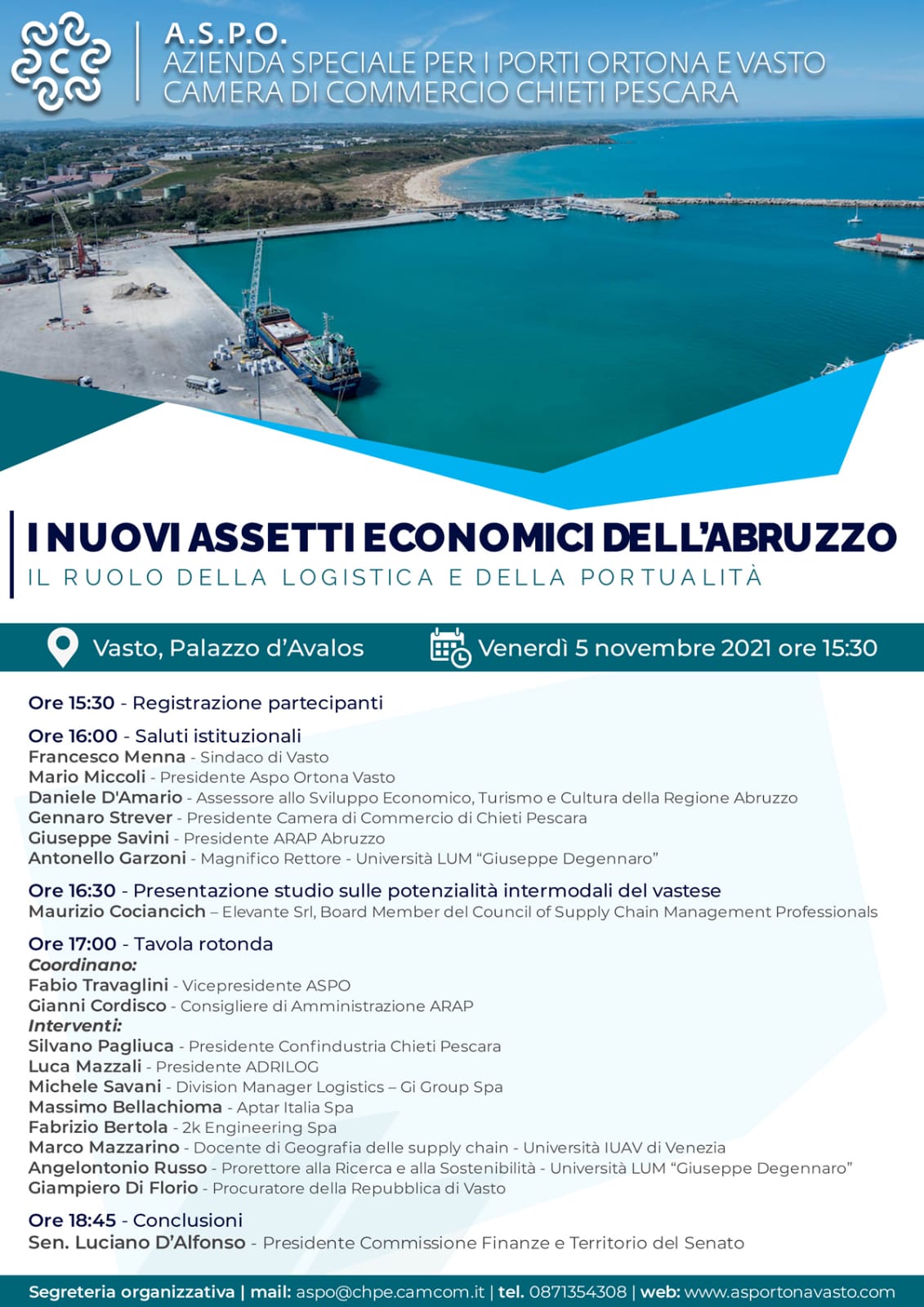 Porti Ortona e Vasto, convegno domani su Nuovi assetti economici in Abruzzo, il ruolo logistico e della portualità