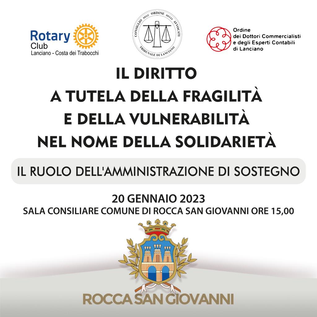 Rocca San Giovanni, Convegno " Il Diritto a tutela della fragilità e della vulnerabilità, il ruolo dell'Amministratore di sostegno"