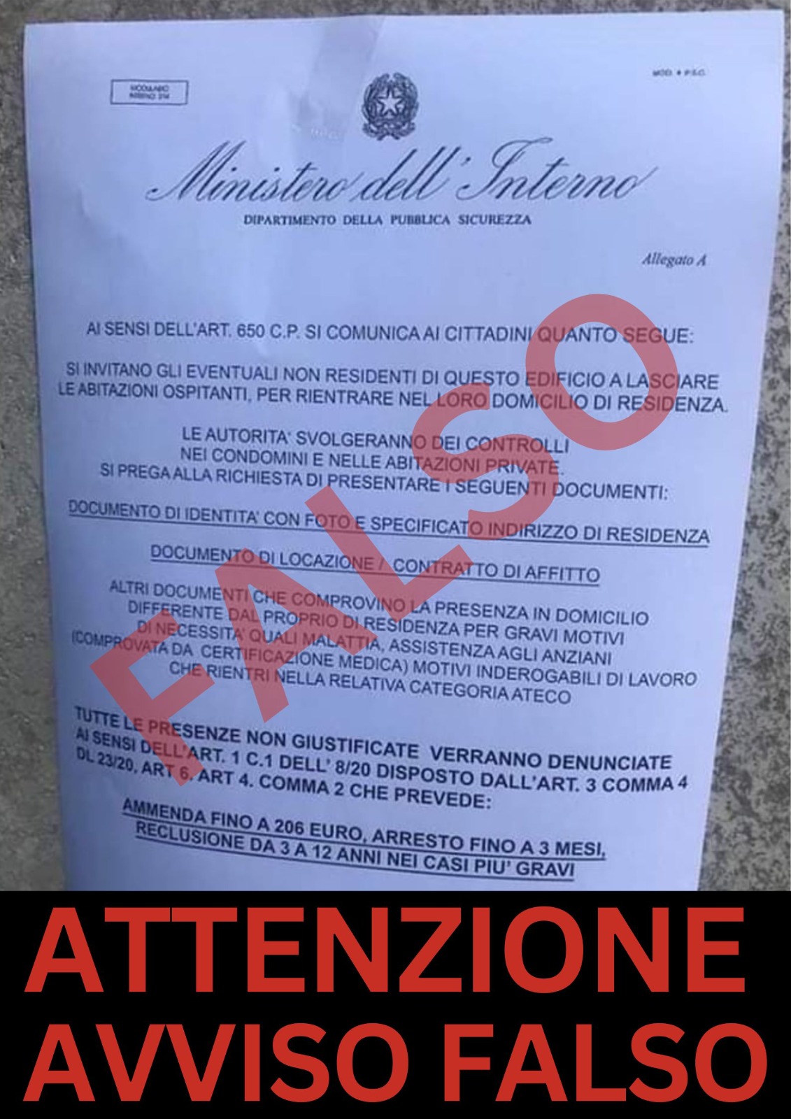 Controlli di residenza nelle abitazioni, Il presidente della provincia Menna: attenzione agli avvisi falsi