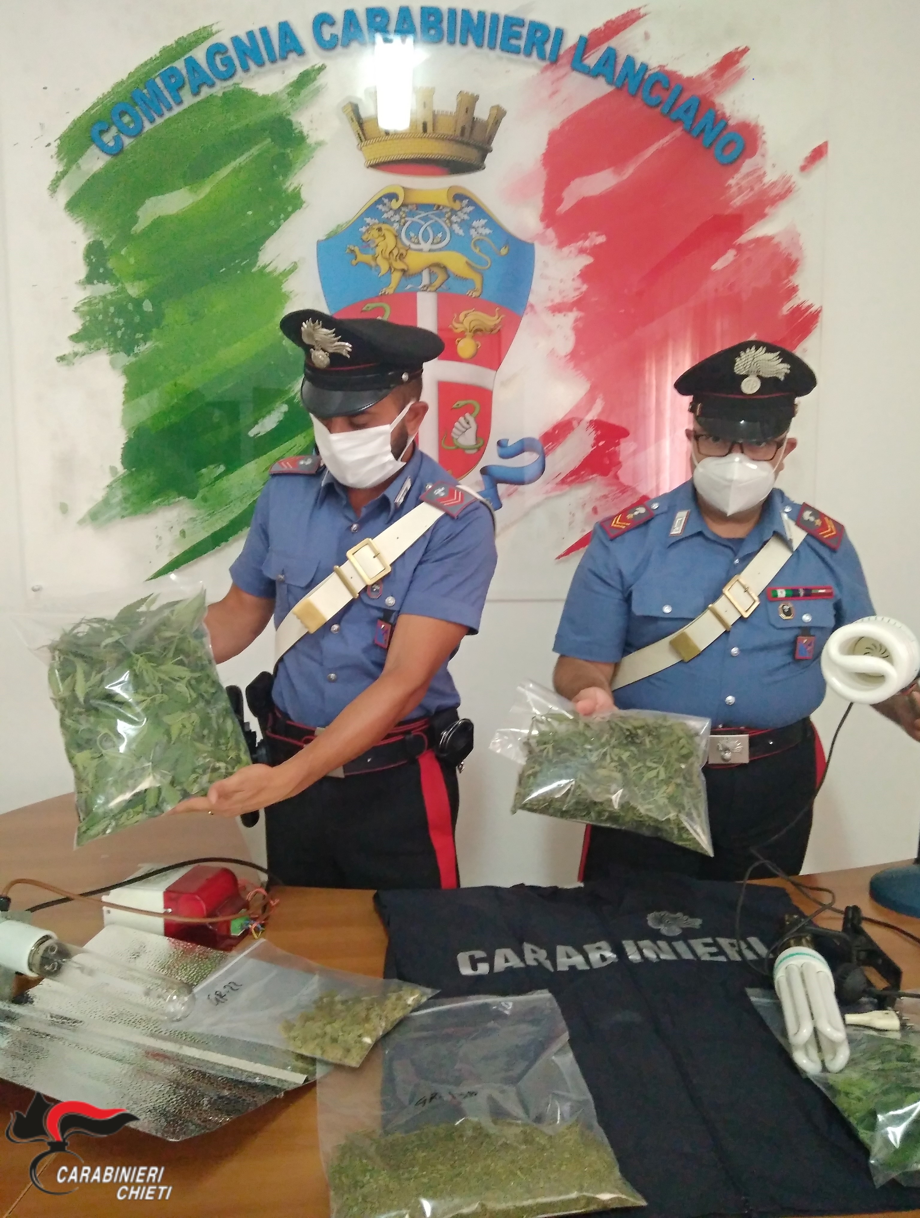 Sant'Eusanio del Sangro, coltiva marjuana nel soffitto, Carabinieri di Lanciano arrestano 57enne