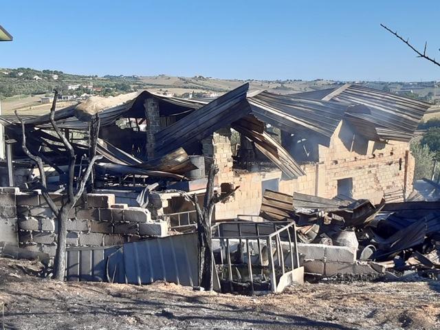 Incendio distrugge una rimessa agricola a Casoli, muoiono oltre 20 animali tra maiali e pecore