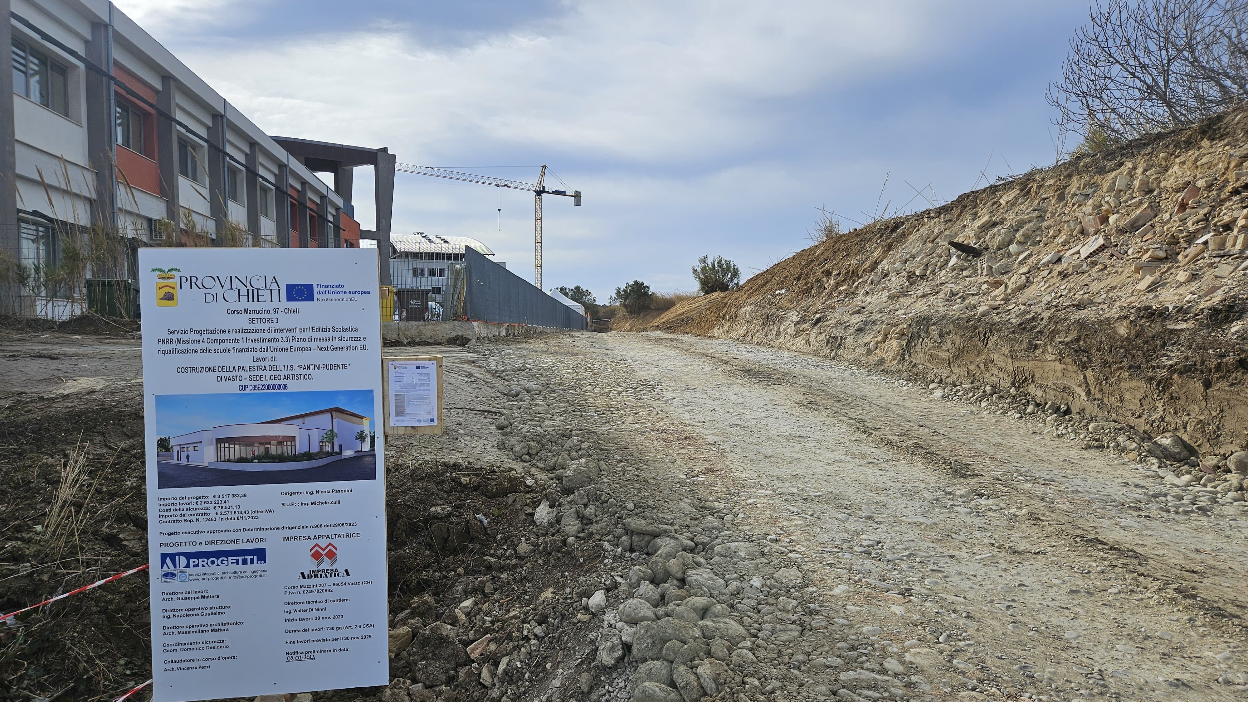 Pnrr scuole, iniziati i lavori per la nuova palestra scolastica di Vasto