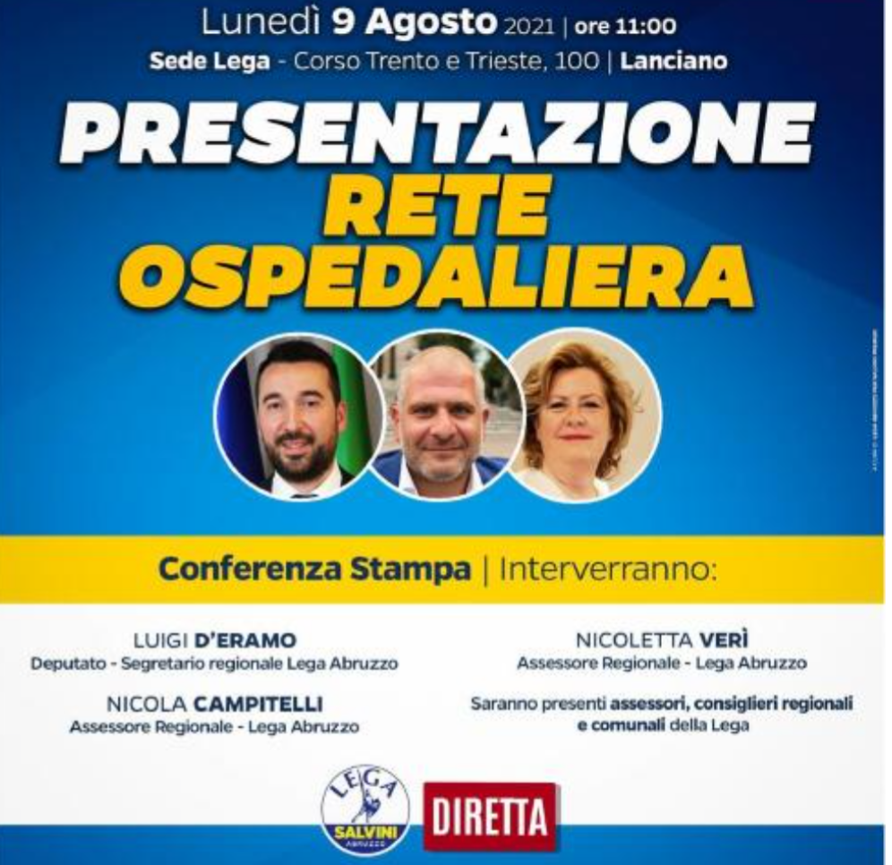 Lega Lanciano, domani la presentazione della nuova rete ospedaliera 