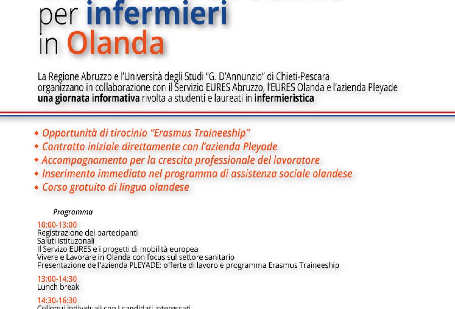 Lavoro, opportunità di esperienze in Olanda per infermieri