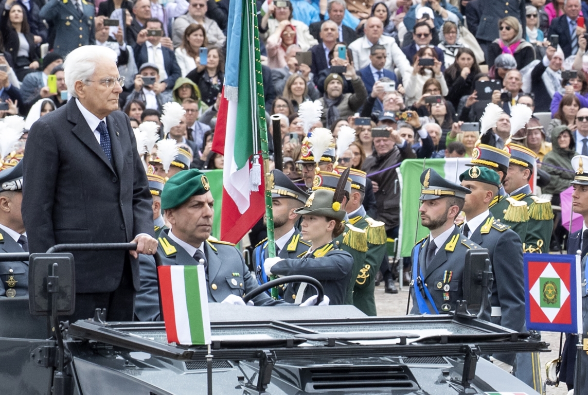 L'Aquila, Il Presidente Sergio Mattarella partecipa al giuramento degli allievi Marescialli della Scuola Ispettori della Guardia di Finanza