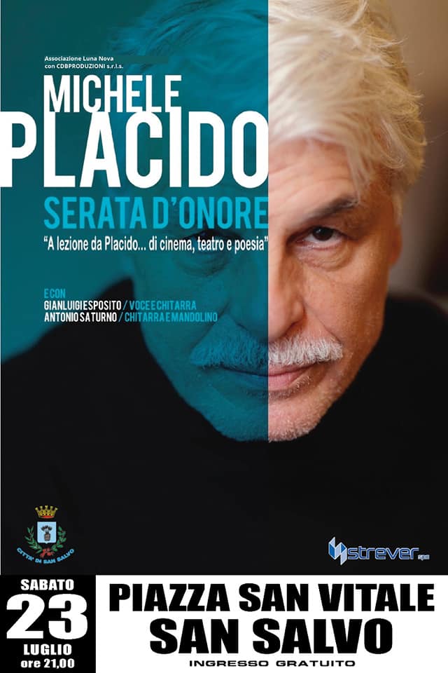San Salvo, a lezione di cinema teatro e poesia da Michele Placido in città con Serata D'Onore