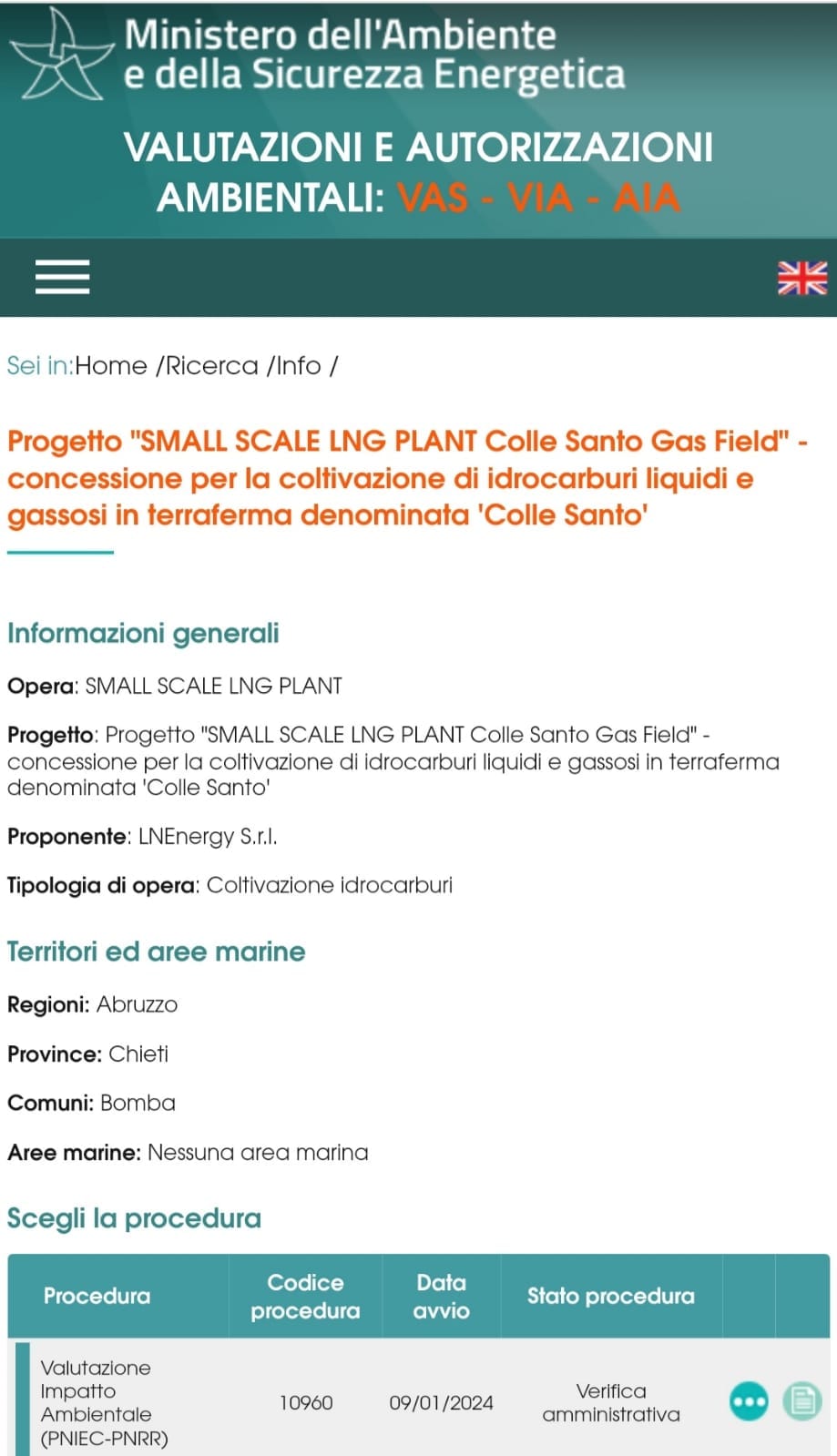 Gas a Bomba, Forum H2O: LNEnergy ha avviato la procedura di V.I.A. al ministero dell'Ambiente per l'estrazione di metano