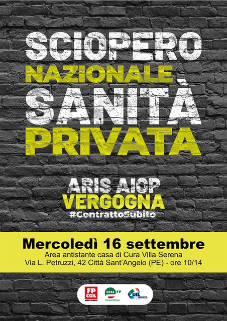 Abruzzo, sciopero della sanità privata su mancata firma preintesa per rinnovo contratto